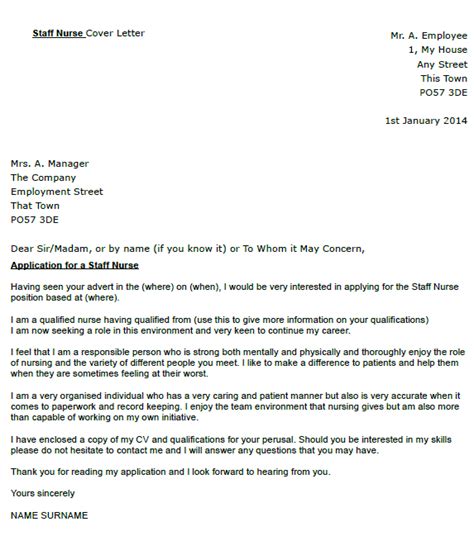 Motivation letter for job is also known as the letter of motivation for employment, motivational letter for job offer, etc. Staff Nurse Cover Letter Example - icover.org.uk