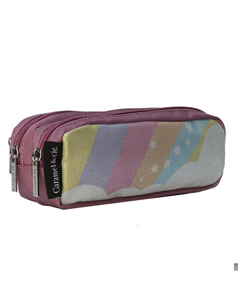 Double Silver Rainbow Pencil Case For Girls