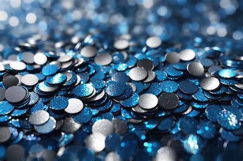 Premium Photo Blurry Shimmering Background Of Blue Sequins Silver