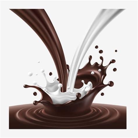 Vector Illustration Of A Flow Of Milk And Chocolate Created Ripple And