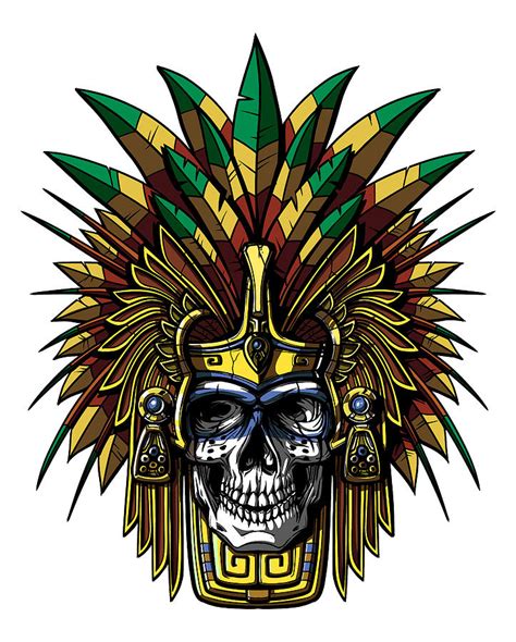 aztec warrior skull mask digital art by nikolay todorov pixels