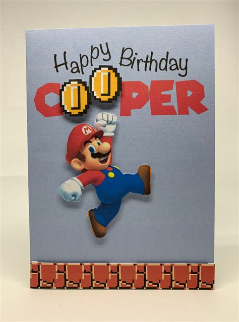 Super Mario Personalized Birthday Card By Pulp Creations Md