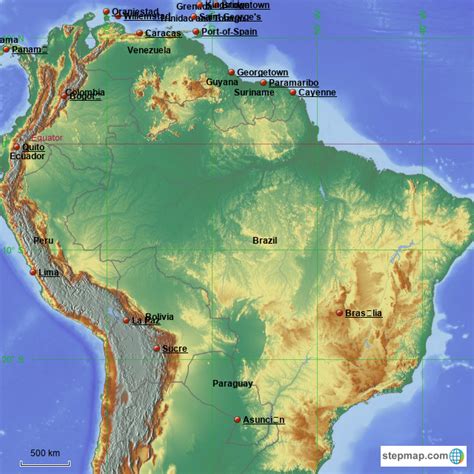 Stepmap Northern South America Landkarte Für South America