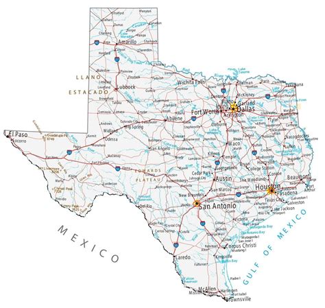 Texas Map Cities And Rivers World Map