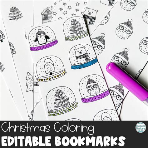 Editable Christmas Bookmarks Coloring Sheets For Kids Etsy