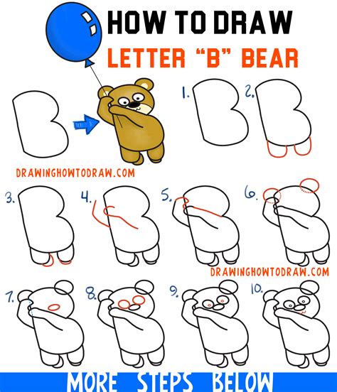 Our sets of printable alphabet letters are a perennial favorite around here, so we are always happy to add new sets whenever we can. How to Draw a Cartoon Bear Holding a Balloon Floating Up ...
