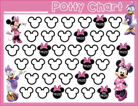 Digital Pink Minnie Mouse Potty Training Chart Free Punch Etsy Free