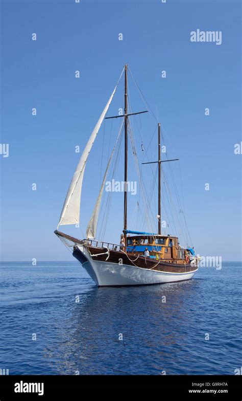 Sailing Vessel Gulet Brigantine Jib Head Sail Mediterranean Sea