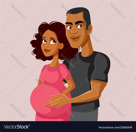 Young Pregnant Couple Royalty Free Vector Image