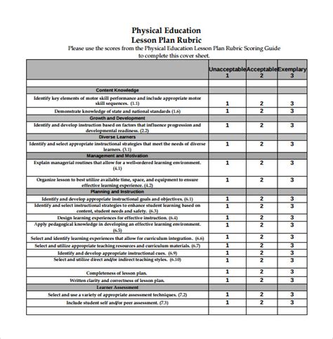 Physical Education Lesson Plan Template Free Printable Template
