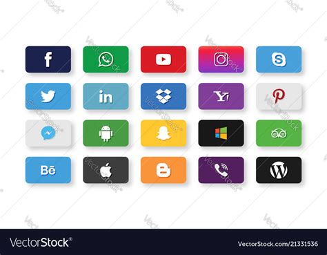 Set Of Most Popular Social Media Icons Royalty Free Vector