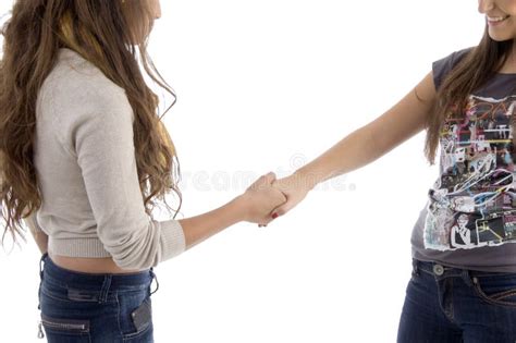 Young Friends Shaking Hands Stock Image Image Of Pretty People 7128925