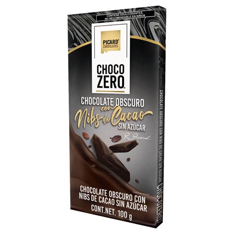 Barras De Chocolate Obscuro Sin Azúcar Sabor Nibs De Cacao Picard