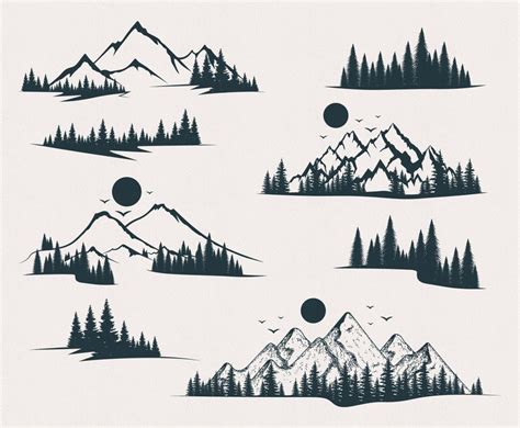 Mountains SVG PNG EPS Trees Svg Forest Svg Cricut Etsy
