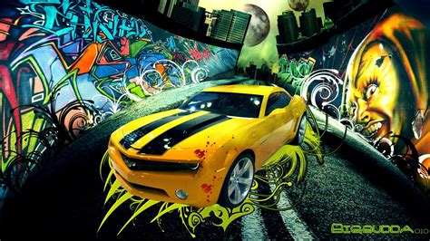 Cars Engines Graffiti Digital Art Camaro Automobile Wallpapers Hd