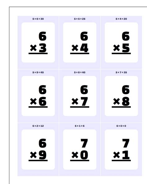 Printable Multiplication Flash Cards 0 10 With Answers On Back There
