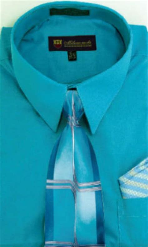 Milano Moda Classic Cotton Dress Shirt With Ties And Handkerchiefs
