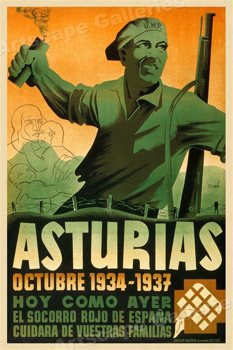 Asturias 1934 1937 Vintage Style Spanish Civil War Poster 16x24 Ebay