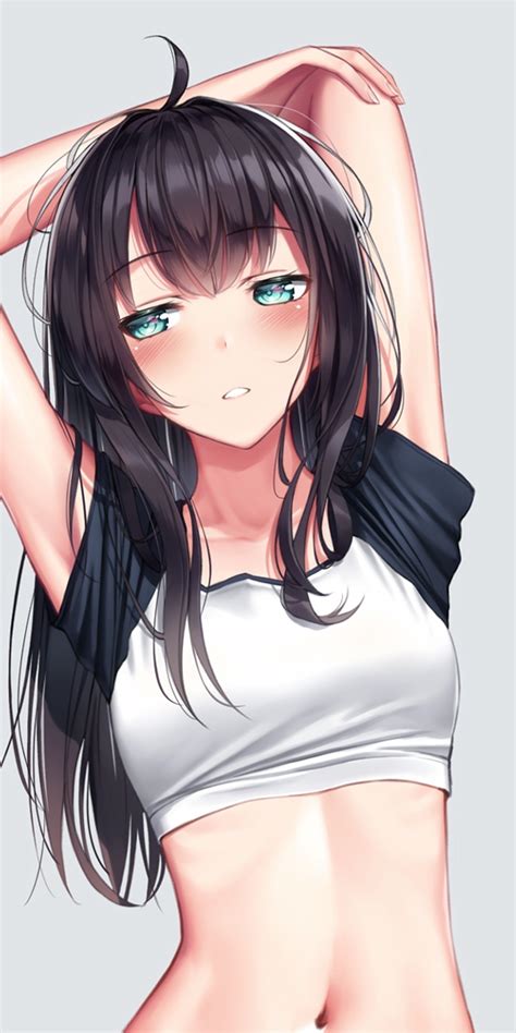 Download 1080x2160 Wallpaper Arms Up Cute Anime Girl Green Eyes Honor 7x Honor 9 Lite