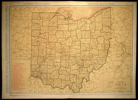 Ohio Map Of Ohio Wall Decor Art Extra Large Railroad Antique Etsy