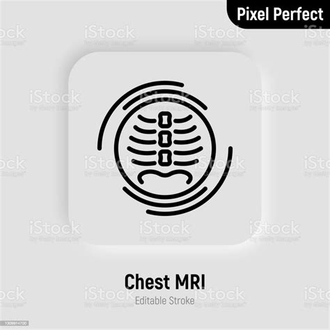 Human Chest Mri Scan Thin Line Icon Medical Equipment For Oncology