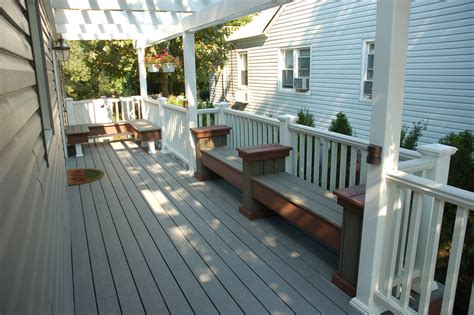 Used all reclaimed wood and left over composite decking. Trex Deck and Benches | Trex composite decking with built ...