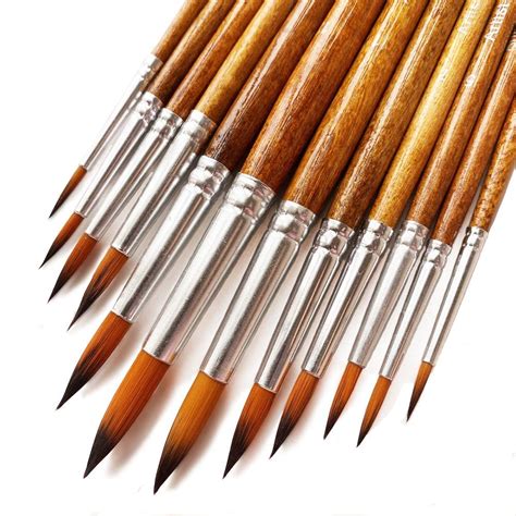 Pointed Round Paint Brushes Set 12 Pcs Art Paintbrushes