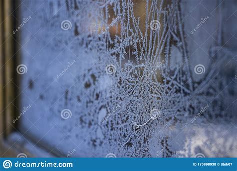 Frost Draws On The Window Beautiful Patterns Stock Photo Image Of