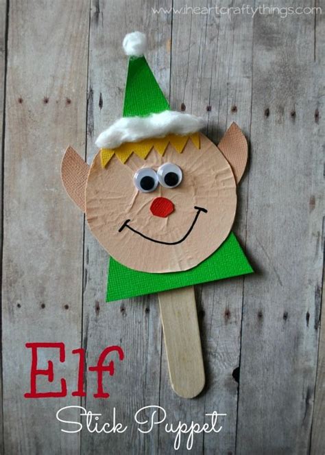 Christmas Kids Craft Make An Elf Stick Puppet Great For Pretend Play