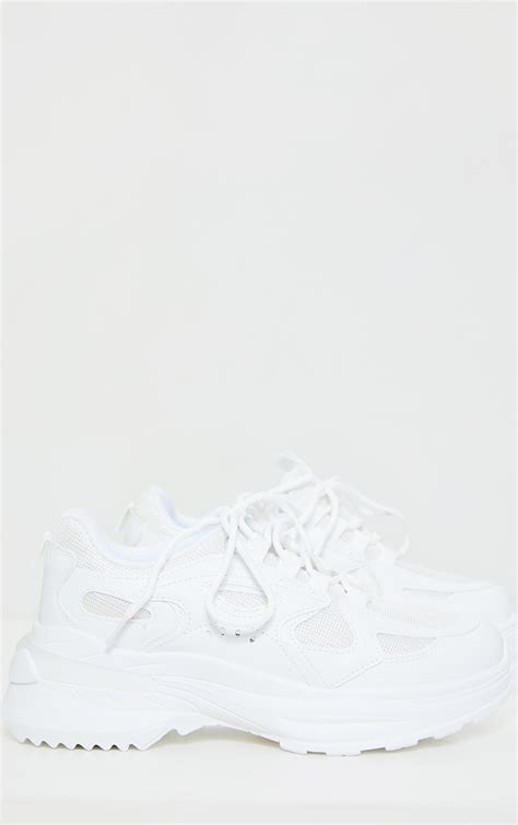 White Contrast Mesh Trainer Shoes Prettylittlething Aus