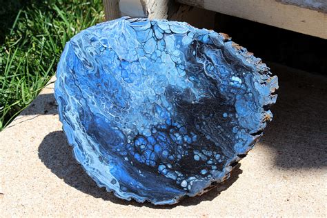 Large Wood Slice | Acrylic Pour | allmyartsythings