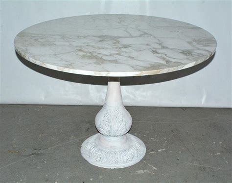 Victorian Cast Iron Pedestal Dining Table With Round Marble Top For