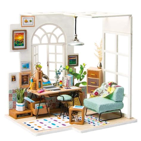 Robotime Diy Living Room Miniature Accessories And Furniture Dollhouse
