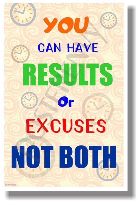 You Can Have Results Or Excuses Not Both New Classroom Motivational