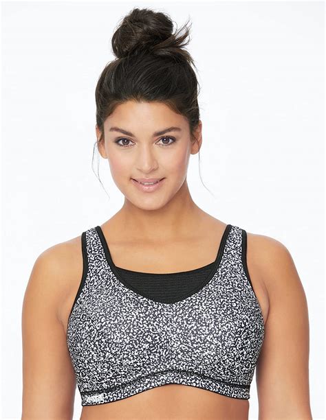 Glamorise Womens Plus Size Camisole Sport Bra Bra Black 40dd Print