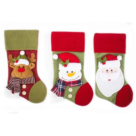 3 pcs set classic christmas stockings 18 cute santa s toys stockings fleece trim fleece