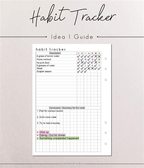 Habit Tracker Printable Pocket Size Habit Tracking Goal | Etsy | Habit tracker printable, Habit 