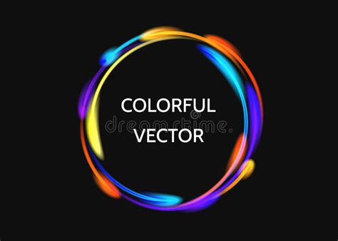 Neon Circle With Dots Light Effect On Black Background Modern Round