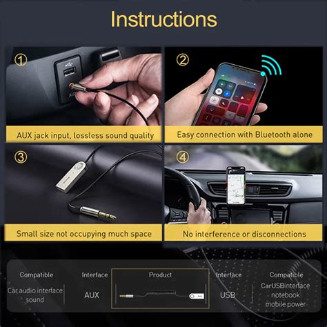 Aux Car Bluetooth Adapter Handsfree Audio Transmitter Receiver