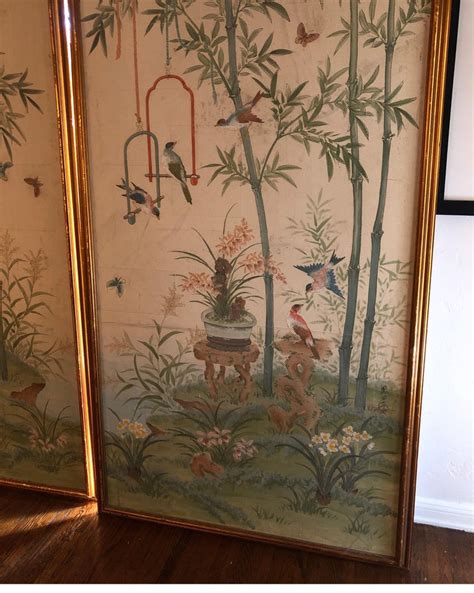 Pair Of Chinoiserie Hand Painted Panels By Robert Crowder For Sale At