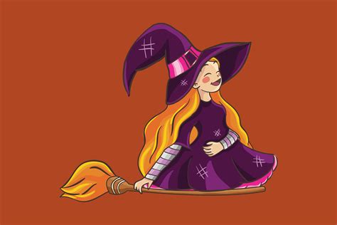 Halloween Cute Witch Laugh Expression Graphic By Purplebubble