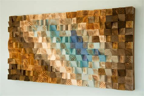 Modern Wood Wall Art Wood Mosaic Geometric Art Art Glamour