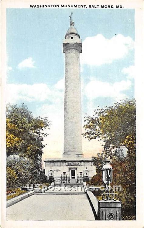 Washington Monument In Baltimore Maryland Vintage Collectible Postcard