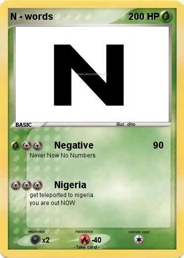 Pokémon N Words Negative My Pokemon Card