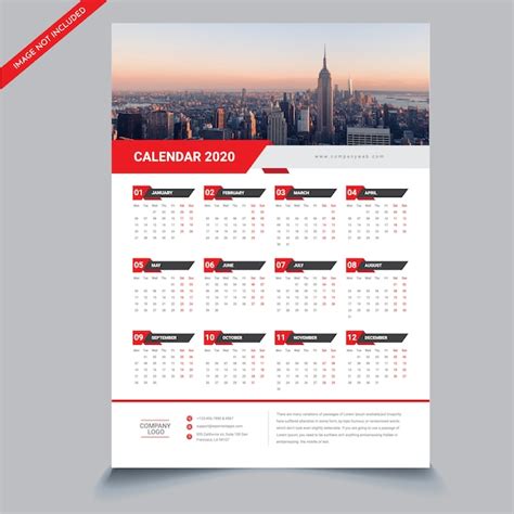 2020 Wall Calendar Template Example Calendar Printable