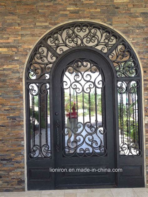 Elegant Design Round Top Wrought Iron Entry Door With Transom China