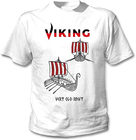 Teesquare1st Mens Viking Ships White T Shirt Clothing