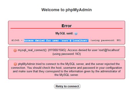How To Fix Unable To Login To Phpmyadmin In Xampp Access Denied For User Root Localhost