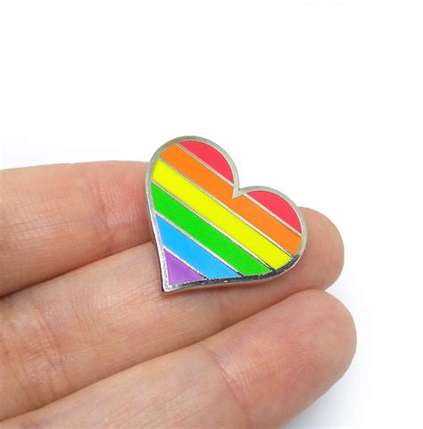 Gay Flag Heart Enamel Pin Compoco