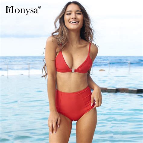 Monysa Sexy High Waist Bikinis 2018 Summer Women Swimsuits Push Up